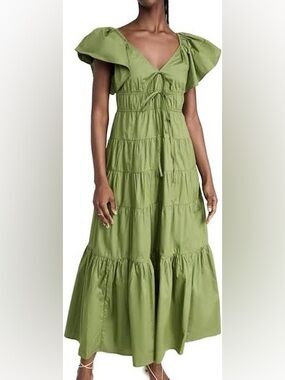 Moon River Olive Green Tiered Maxi Dress NWT
